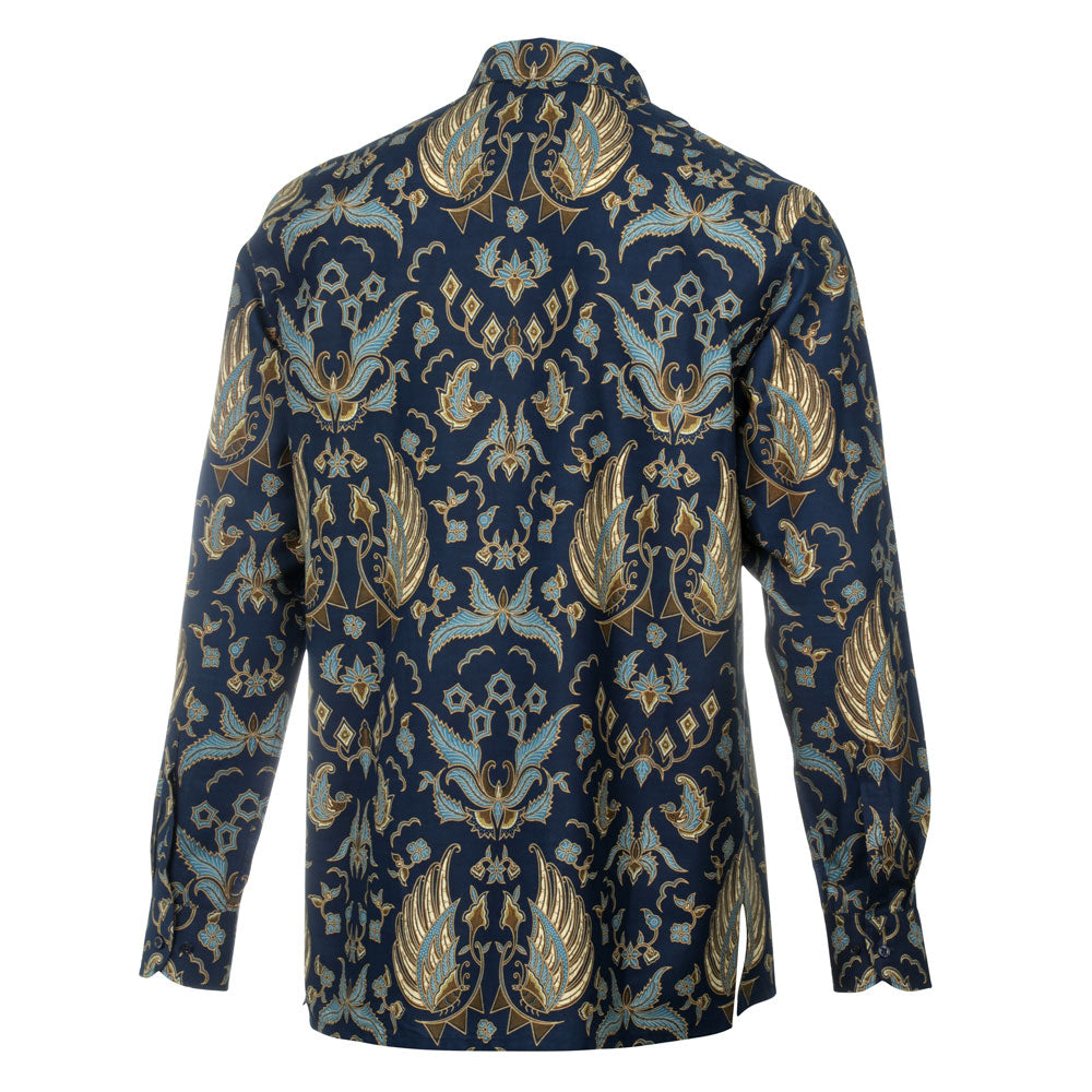 Tradition - Blue Men's Long Sleeve Cotton Printed Shirt