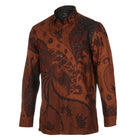Bearded Iris - Brown Men's Long Sleeve Cotton Printed Shirt