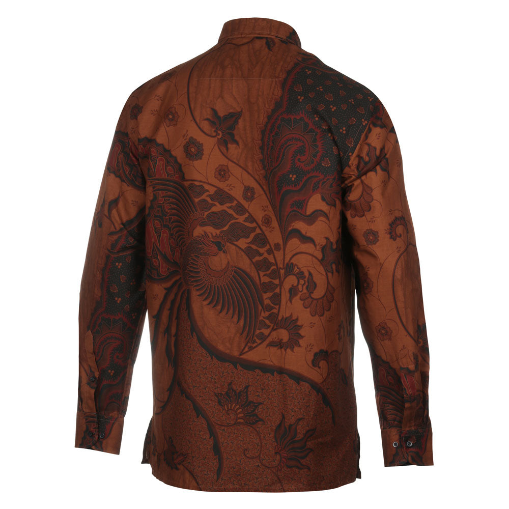 Bearded Iris - Brown Men's Long Sleeve Cotton Printed Shirt