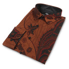 Bearded Iris - Brown Men's Long Sleeve Cotton Printed Shirt