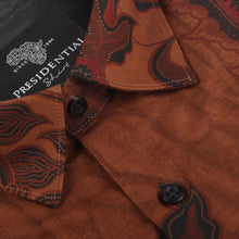 Bearded Iris - Brown Men's Long Sleeve Cotton Printed Shirt