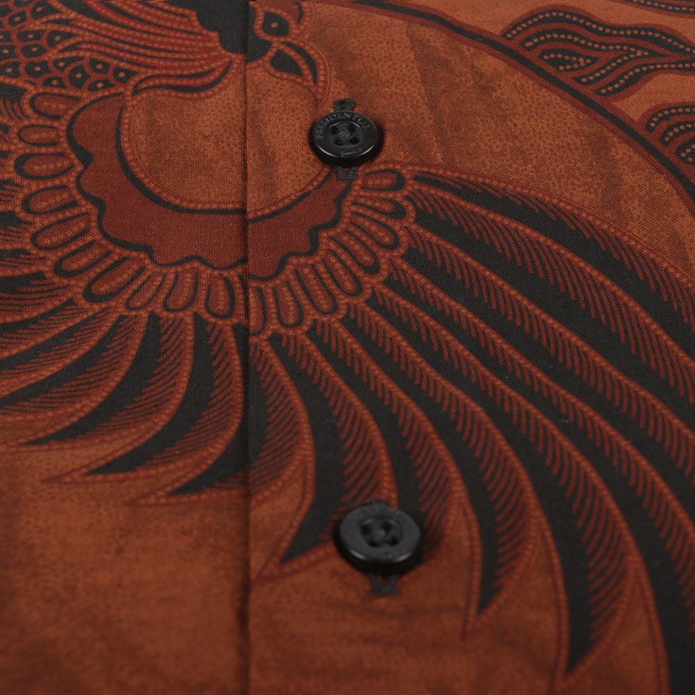 Bearded Iris - Brown Men's Long Sleeve Cotton Printed Shirt