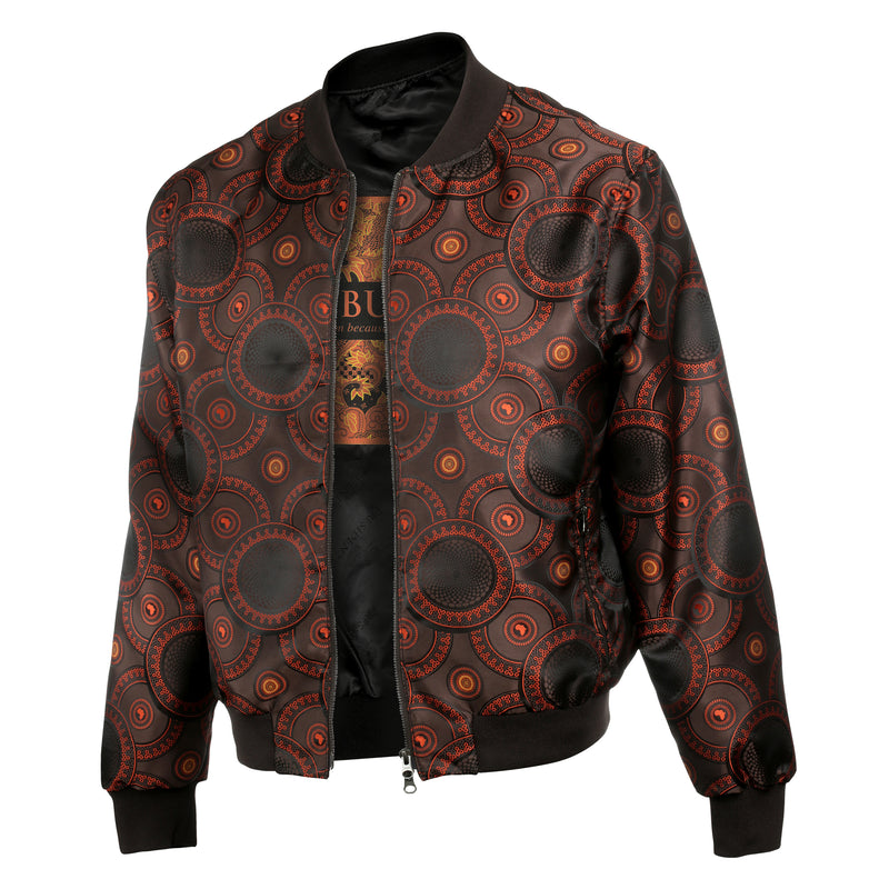 Men’s Brown Jacquard Woven Bomber Jacket – Stylish Outerwear