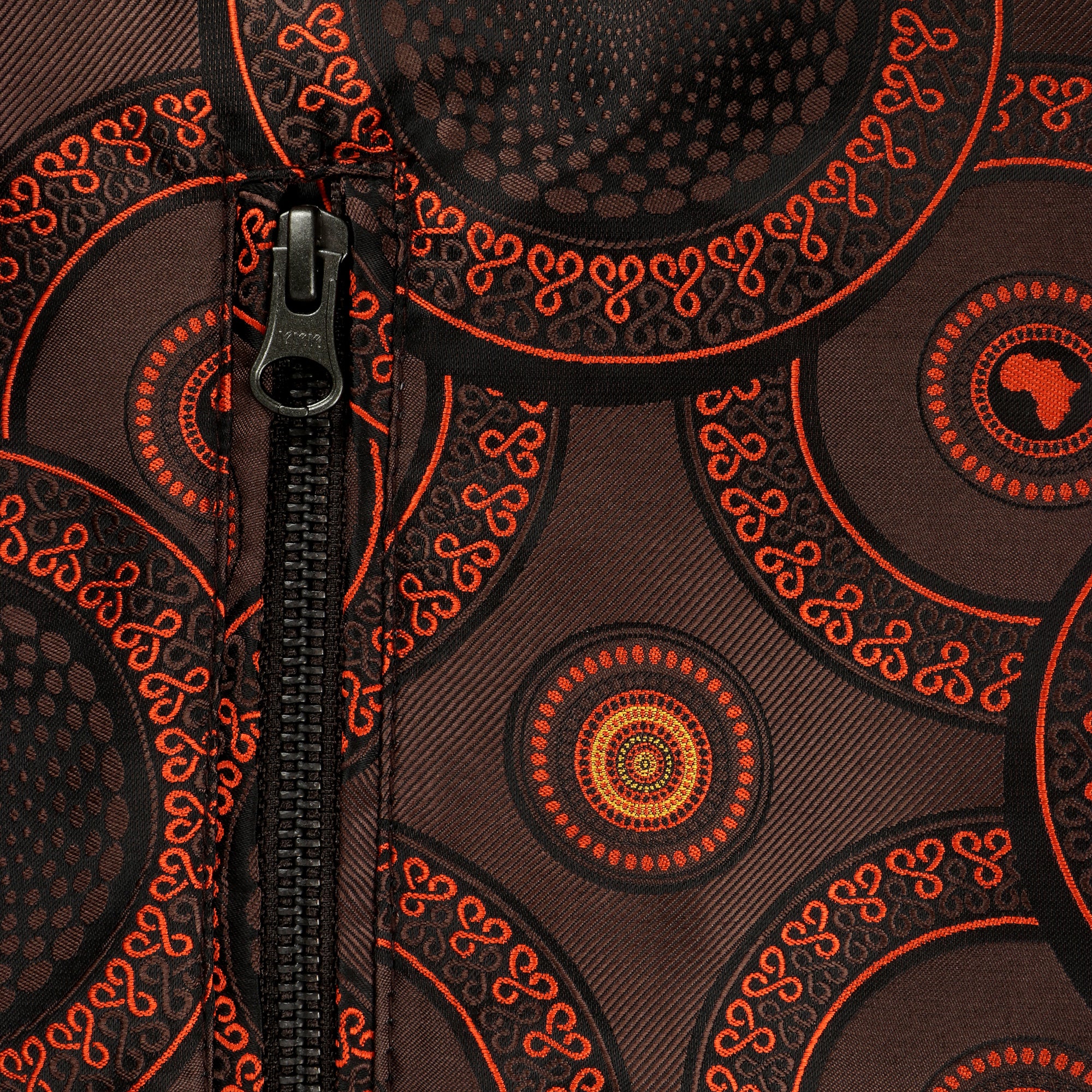 Men’s Brown Jacquard Woven Bomber Jacket – Stylish Outerwear