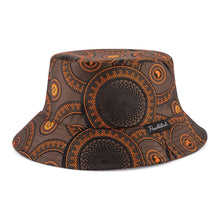 Men's Bucket Hat, Jacquard Woven Satin - African Circle Large, Brown