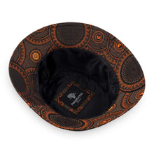 Men's Bucket Hat, Jacquard Woven Satin - African Circle Large, Brown