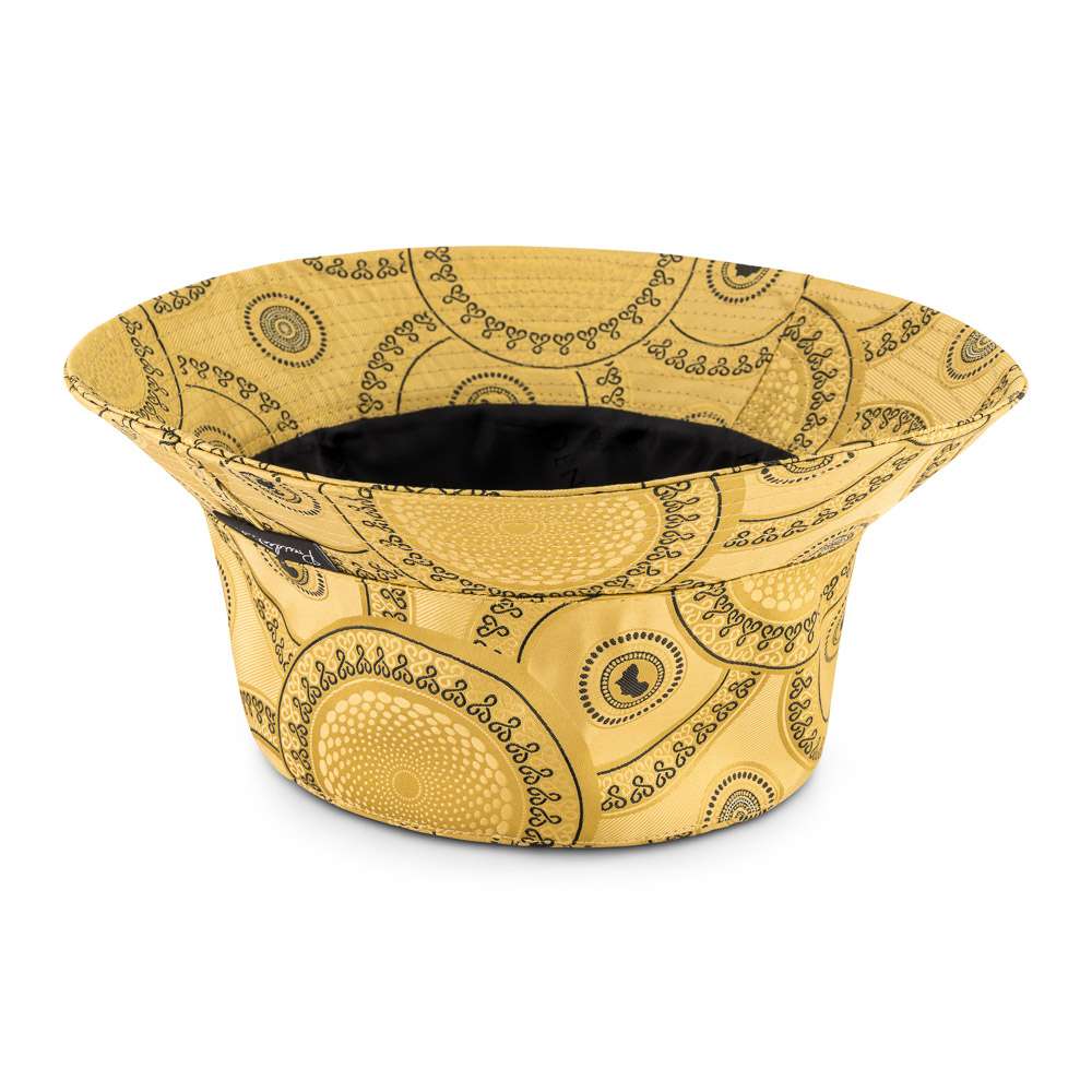 Men's Bucket Hat, Jacquard Woven Satin - African Circle Large, Gold