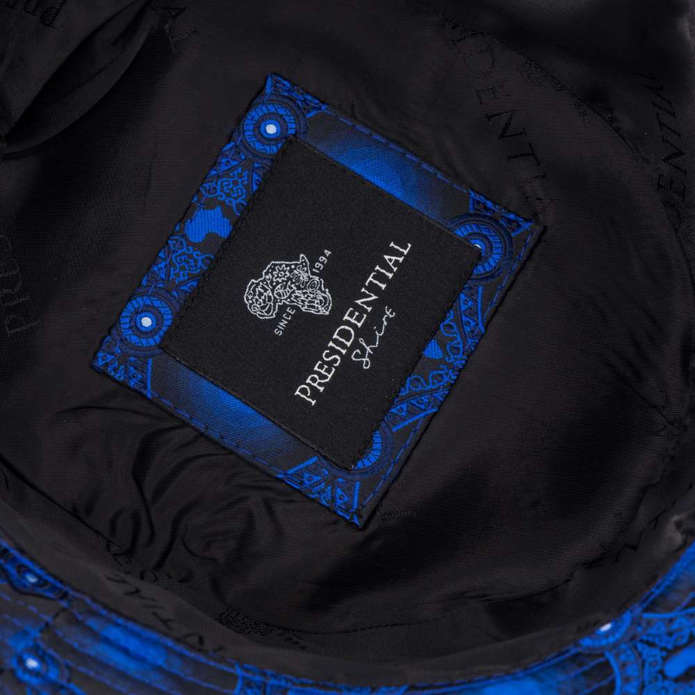 Men's Bucket Hat, Jacquard Woven Satin - African Circle, Navy