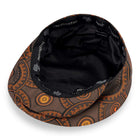 Men’s Ivy Cap, Classic Flat Cap Style, Jacquard Woven Satin - African Circle large, Brown