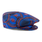 Men’s Ivy Cap, Classic Flat Cap Style, Jacquard Woven Satin - African Circle large, Blue