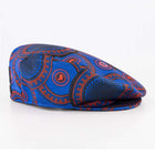 Men’s Ivy Cap, Classic Flat Cap Style, Jacquard Woven Satin - African Circle large, Blue
