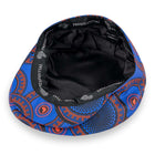 Men’s Ivy Cap, Classic Flat Cap Style, Jacquard Woven Satin - African Circle large, Blue
