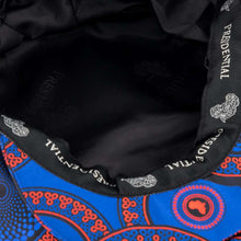 Men’s Ivy Cap, Classic Flat Cap Style, Jacquard Woven Satin - African Circle large, Blue