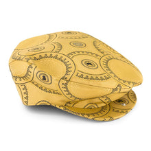Men’s Ivy Cap, Classic Flat Cap Style, Jacquard Woven Satin - African Circle large, Gold