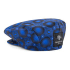 Men’s Ivy Cap, Classic Flat Cap Style, Jacquard Woven Satin - African Circle, Navy