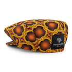 Men’s Ivy Cap, Classic Flat Cap Style, Jacquard Woven Satin - African Circle, Amber