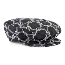 Men’s Ivy Cap, Classic Flat Cap Style, Jacquard Woven Satin - African Circle, Black