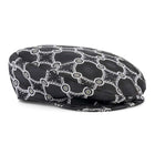 Men’s Ivy Cap, Classic Flat Cap Style, Jacquard Woven Satin - African Circle, Black