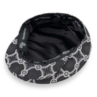Men’s Ivy Cap, Classic Flat Cap Style, Jacquard Woven Satin - African Circle, Black