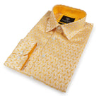 Paisley Fish - Gold Long Sleeve Jacquard Woven Men's Shirt