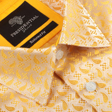 Paisley Fish - Gold Long Sleeve Jacquard Woven Men's Shirt