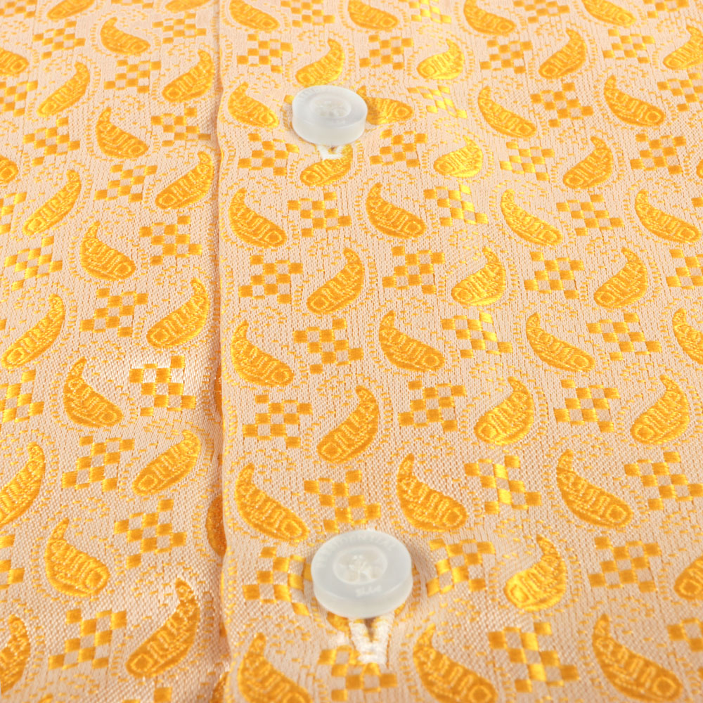 Paisley Fish - Gold Long Sleeve Jacquard Woven Men's Shirt