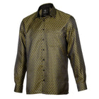 Paisley Fish - Black Long Sleeve Jacquard Woven Men's Shirt