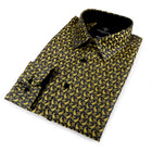 Paisley Fish - Black Long Sleeve Jacquard Woven Men's Shirt