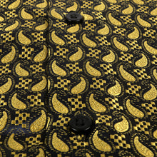 Paisley Fish - Black Long Sleeve Jacquard Woven Men's Shirt