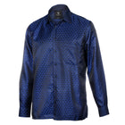Paisley Fish - Royal Blue Long Sleeve Jacquard Woven Men's Shirt