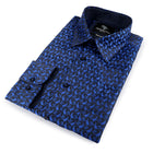Paisley Fish - Royal Blue Long Sleeve Jacquard Woven Men's Shirt
