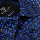 Paisley Fish - Royal Blue Long Sleeve Jacquard Woven Men's Shirt