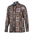 Organic Patchwork - Brown Men's Long Sleeve Cotton Printed Shirt