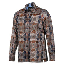 Organic Patchwork - Brown Men's Long Sleeve Cotton Printed Shirt