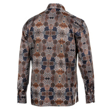 Organic Patchwork - Brown Men's Long Sleeve Cotton Printed Shirt