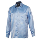 Paisley Fish - Blue Long Sleeve Jacquard Woven Men's Shirt
