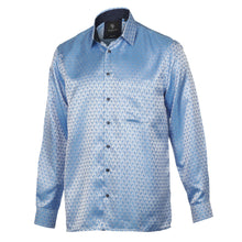Paisley Fish - Blue Long Sleeve Jacquard Woven Men's Shirt