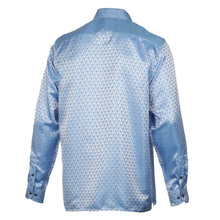 Paisley Fish - Blue Long Sleeve Jacquard Woven Men's Shirt