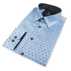 Paisley Fish - Blue Long Sleeve Jacquard Woven Men's Shirt