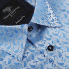 Paisley Fish - Blue Long Sleeve Jacquard Woven Men's Shirt