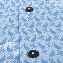 Paisley Fish - Blue Long Sleeve Jacquard Woven Men's Shirt