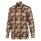 African Tree - Brown Men's Long Sleeve Cotton Printed Shirt