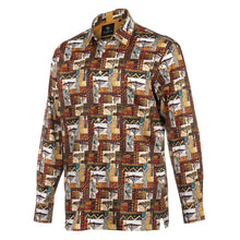 African Tree - Brown Men's Long Sleeve Cotton Printed Shirt