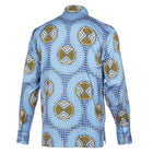African Spine - Blue Men's Long Sleeve Cotton Printed Shirt