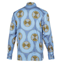 African Spine - Blue Men's Long Sleeve Cotton Printed Shirt