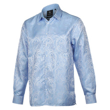 King Classic - Light Blue Long Sleeve Jacquard Woven Men's Shirt