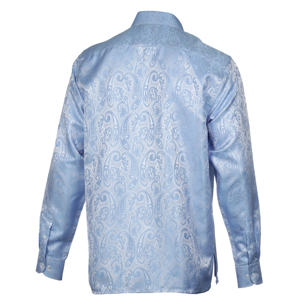 King Classic - Light Blue Long Sleeve Jacquard Woven Men's Shirt
