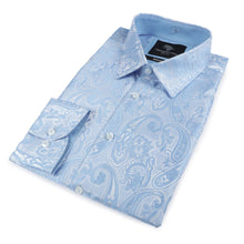 King Classic - Light Blue Long Sleeve Jacquard Woven Men's Shirt