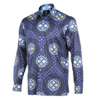 African Spine - Navy Men's Long Sleeve Cotton Printed Shirt