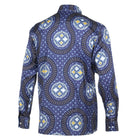 African Spine - Navy Men's Long Sleeve Cotton Printed Shirt